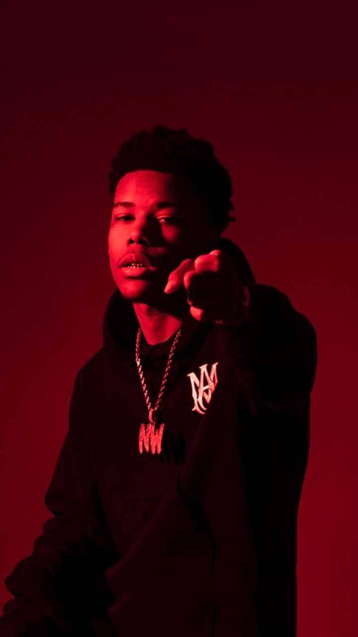 Nardo Wick, black hoodie, red lighting, HD Phone Wallpaper