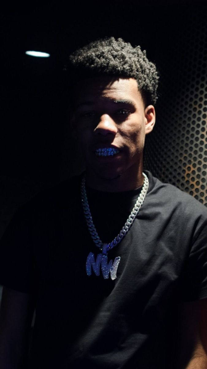 Nardo Wick, curly hair, blue glitter teeth, SD Phone Wallpaper