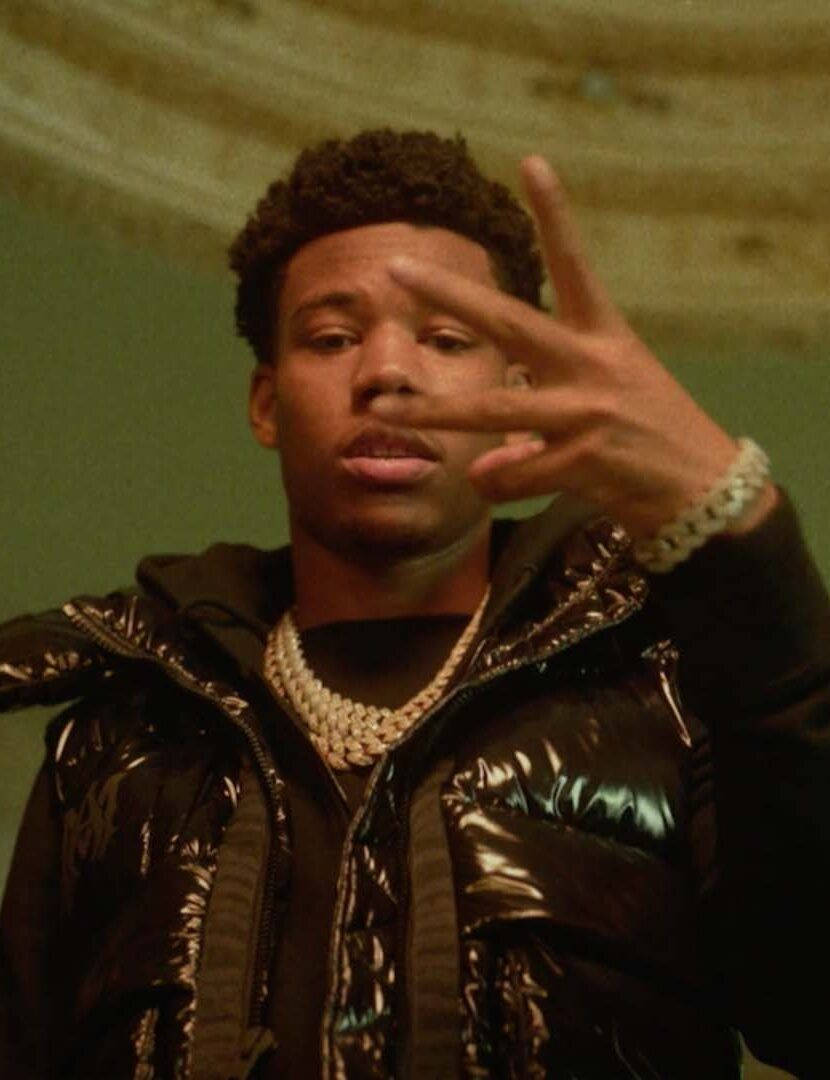 Nardo Wick, shiny black puffer jacket, thick gold chain, SD Phone Wallpaper