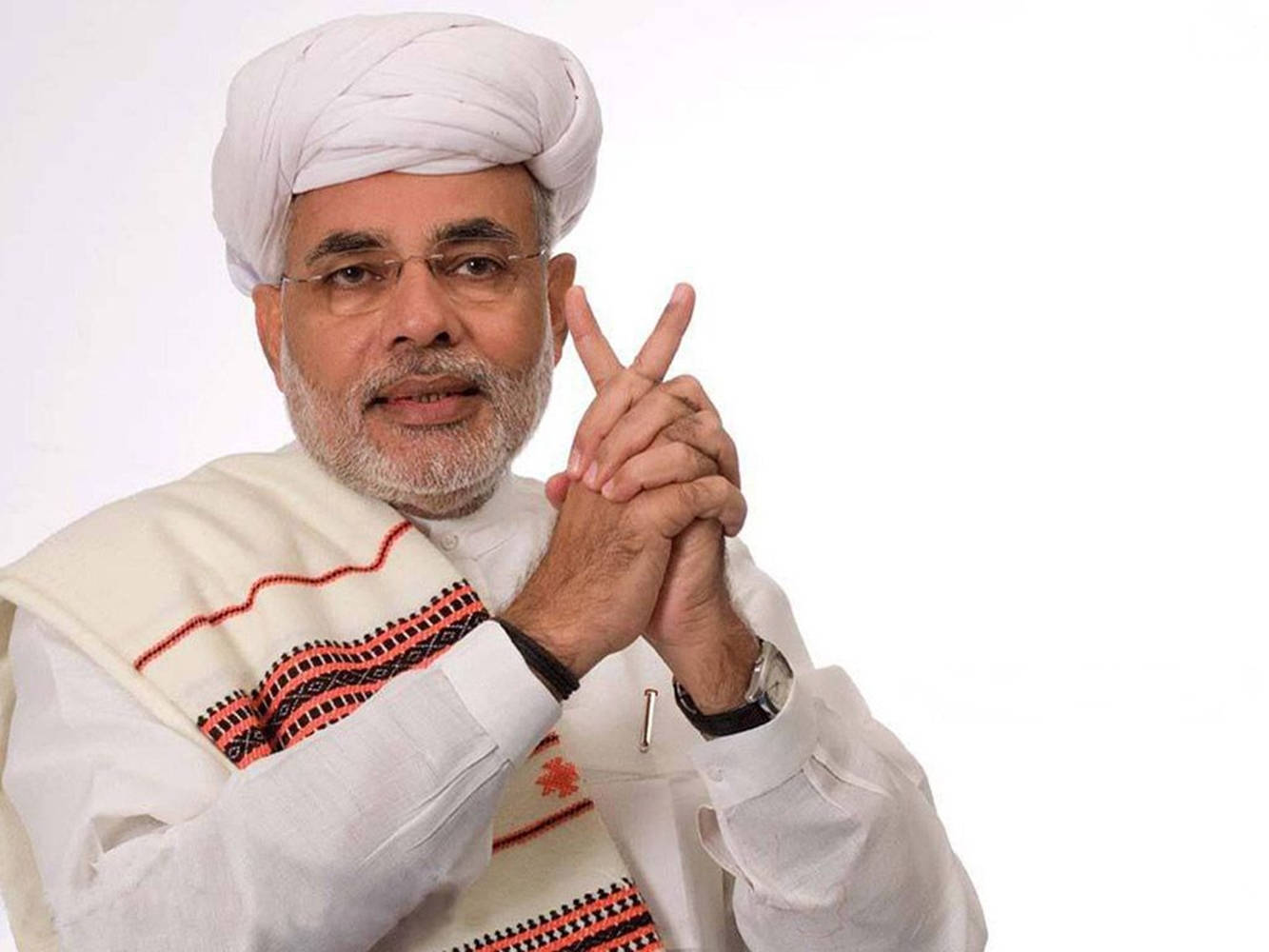 Narendra Modi, white turban, traditional Indian attire, HD Desktop Wallpaper