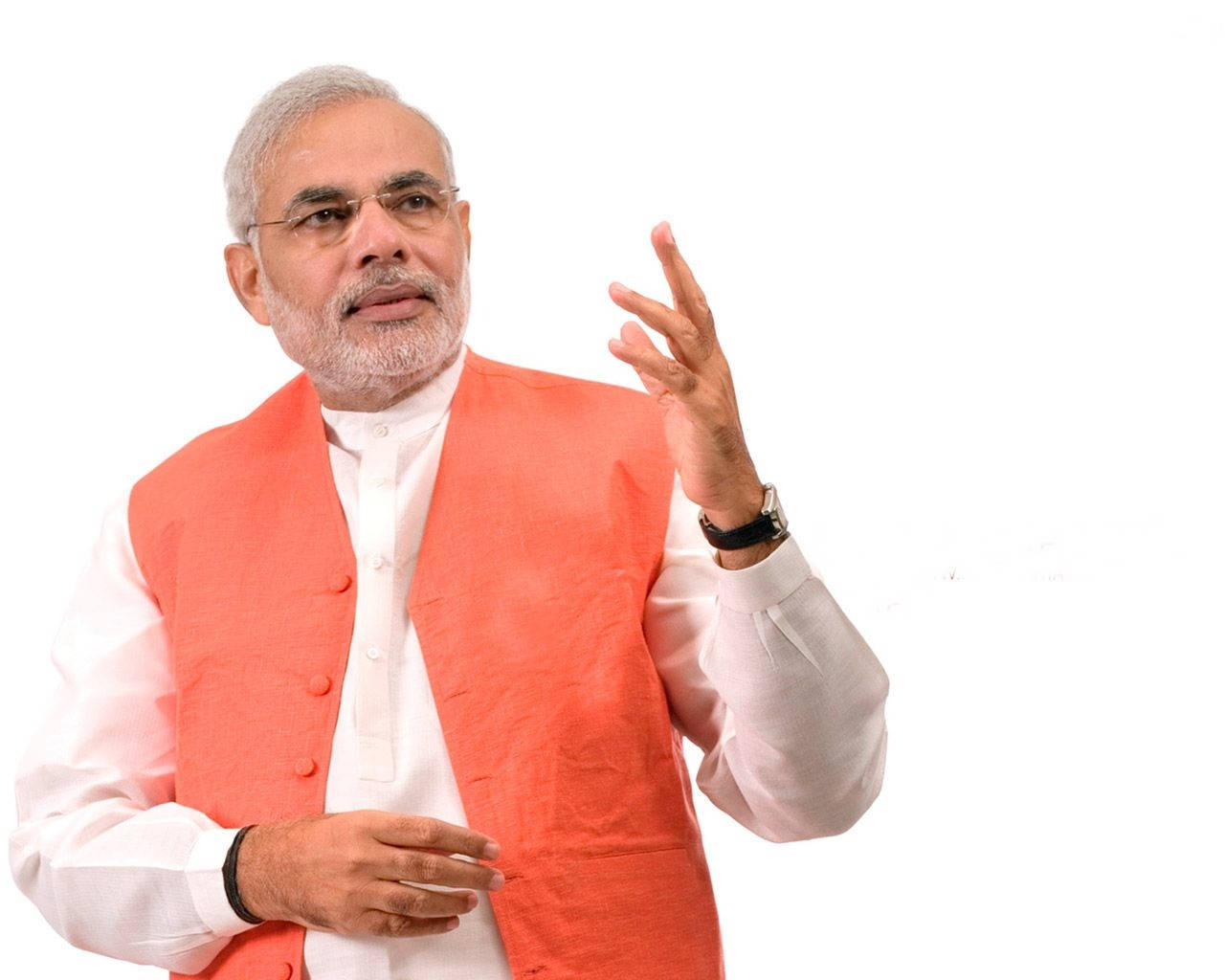 Narendra Modi, orange vest, gray hair, HD Desktop Wallpaper