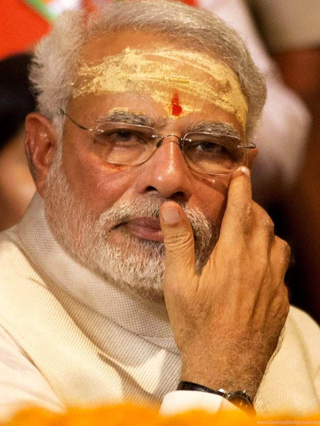 Narendra Modi, red bindi, white shawl, HD Phone Wallpaper