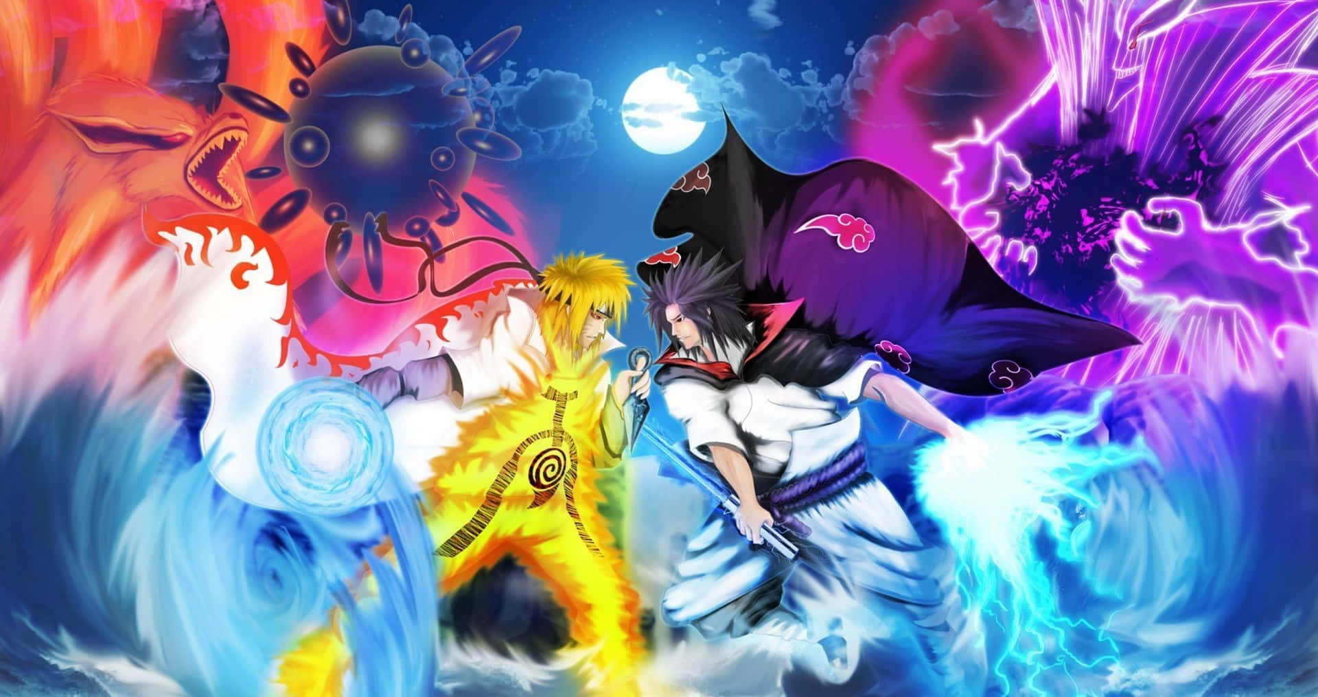 Naruto, anime warriors, full moon, Full HD Desktop Wallpaper