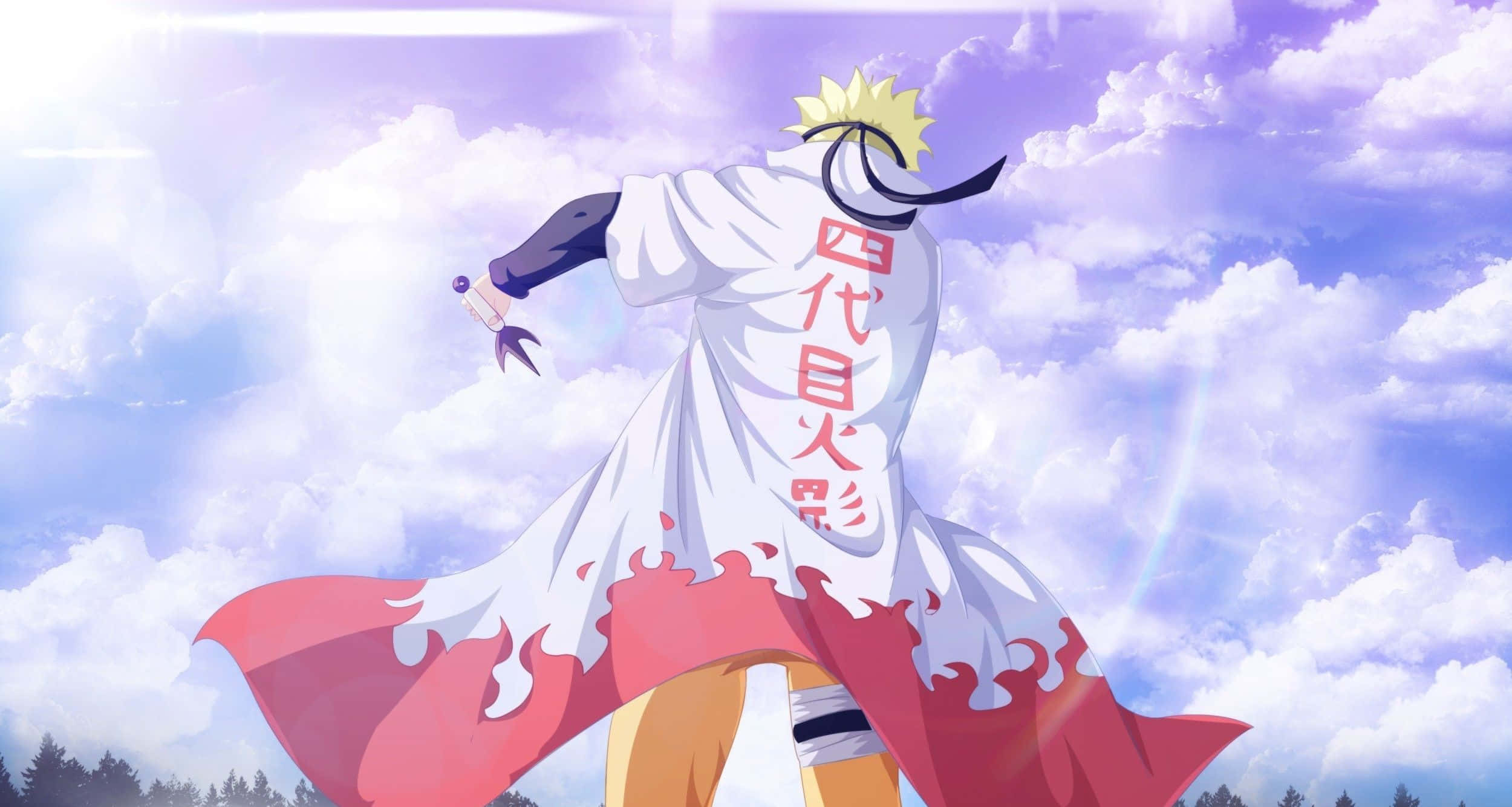 Naruto, white cloak, red flame design, Full HD Desktop Wallpaper