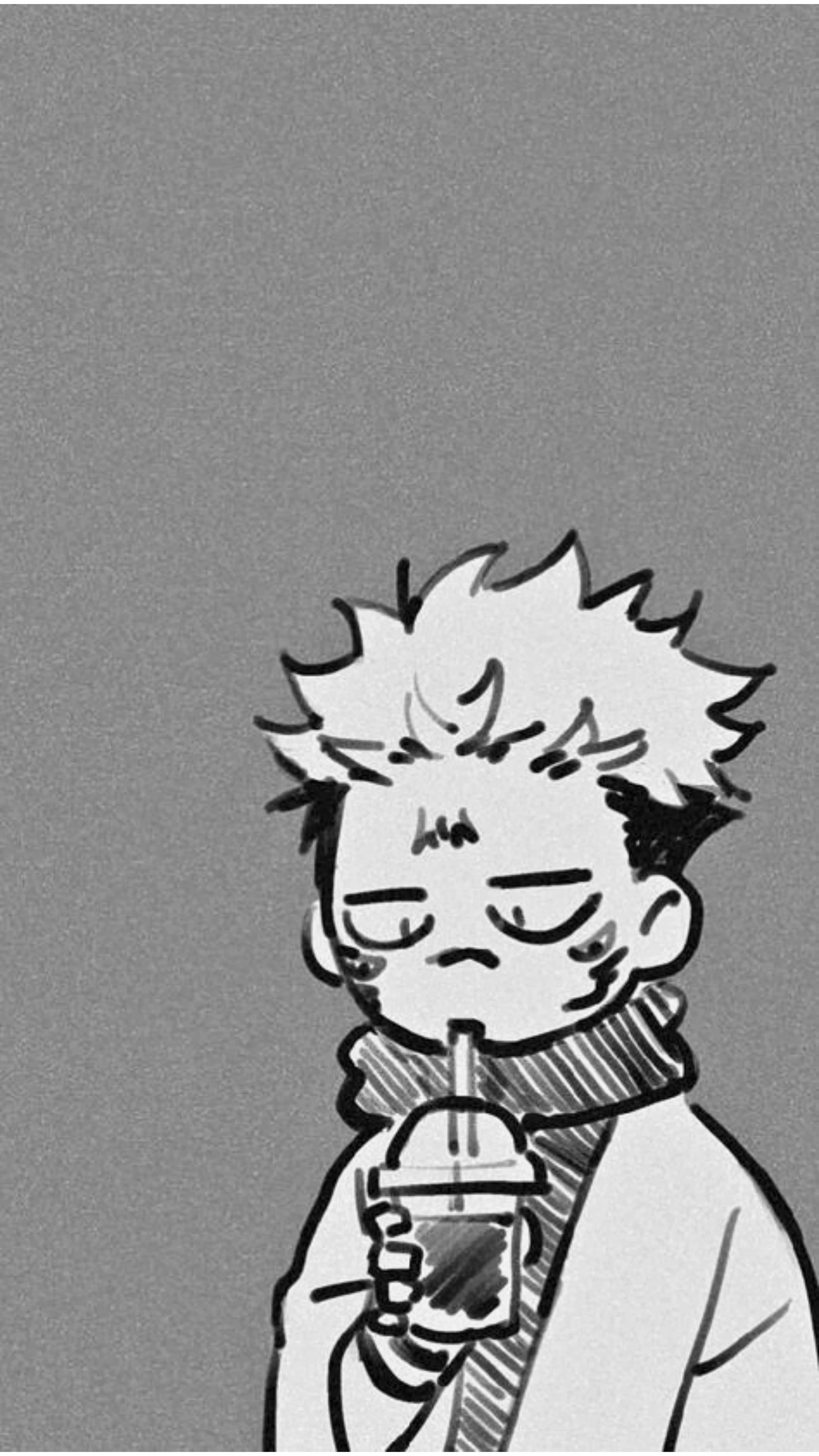 Naruto, spiky hair, monochrome anime-style character, 4K Phone Wallpaper