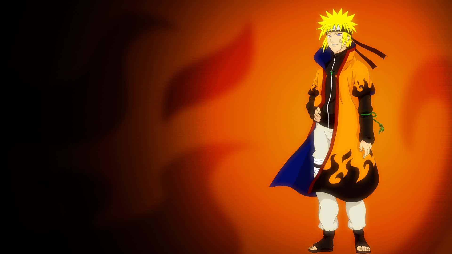 Naruto, orange and blue cloak, fiery orange background, Full HD Desktop Wallpaper