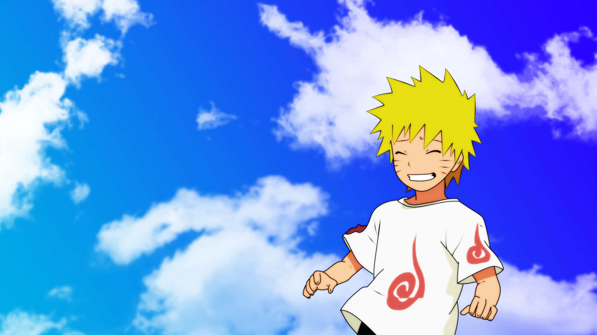 Naruto Alone, spiky yellow hair, bright blue sky, Full HD Desktop Wallpaper