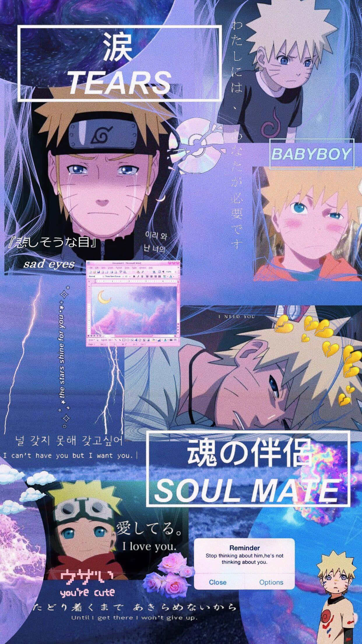 Naruto, purple stormy background, anime character, Full HD Phone Wallpaper