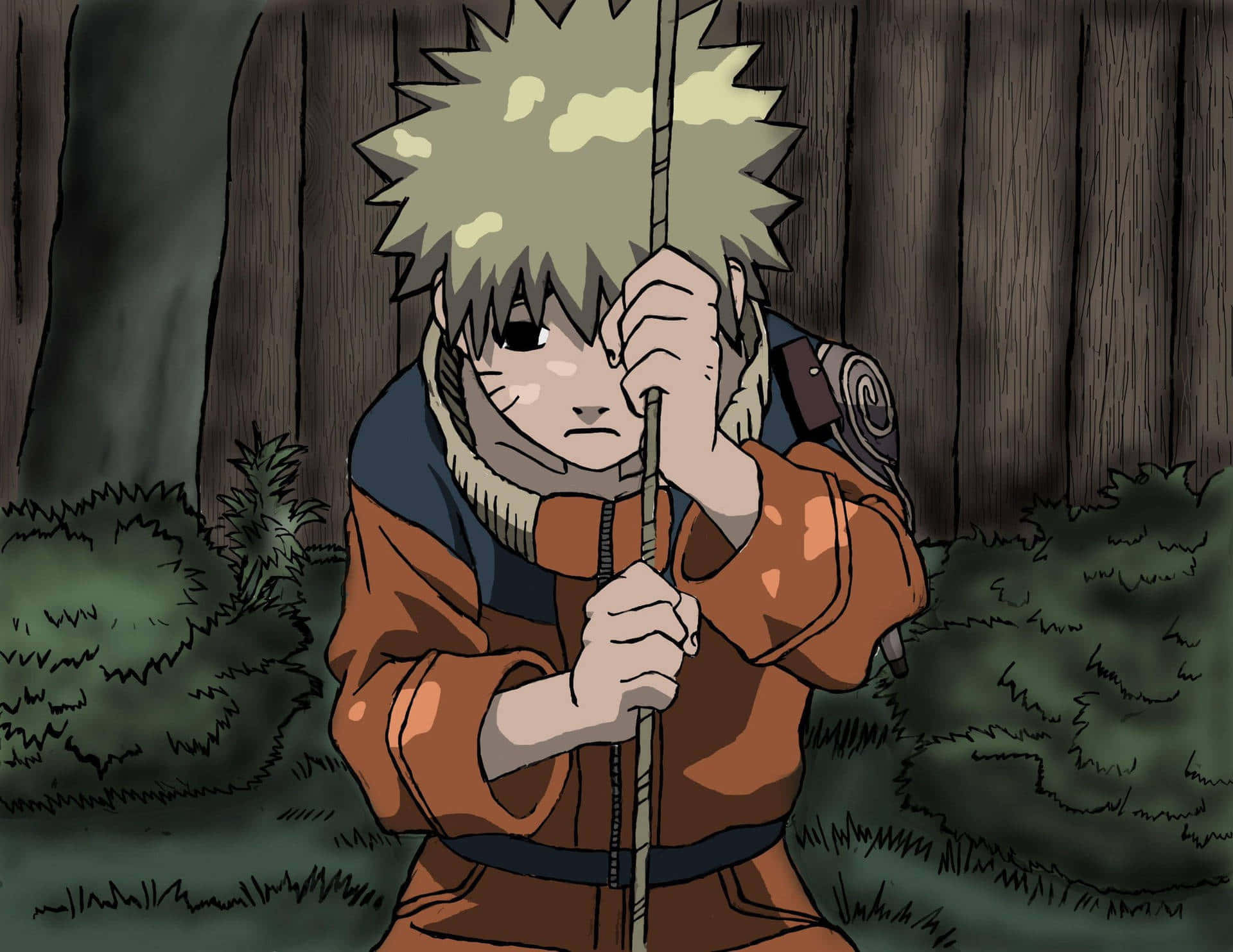 Naruto, spiky blonde hair, staff, Full HD Desktop Wallpaper