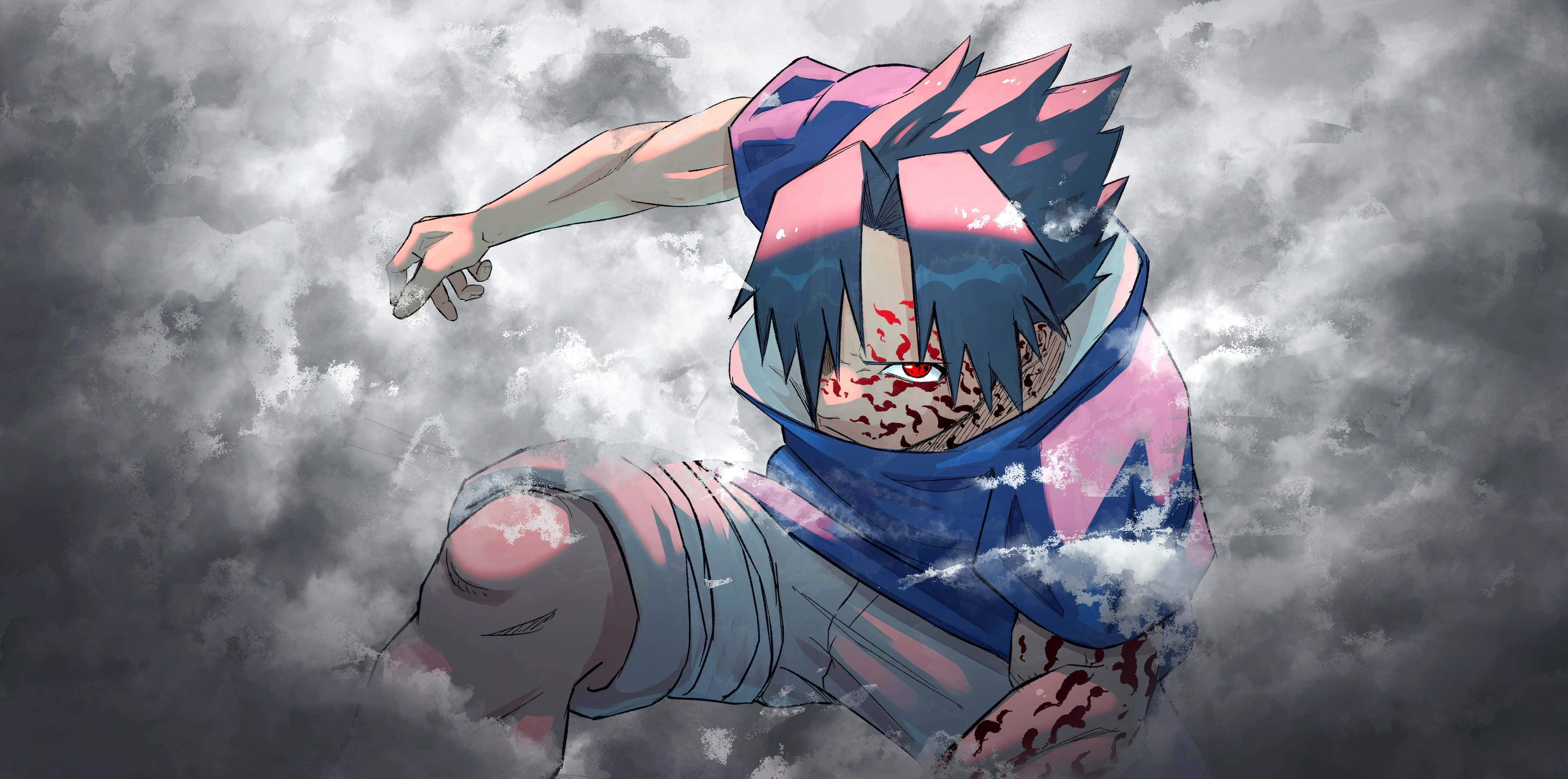 Naruto, blue spiky hair, red eyes, 4K Desktop Wallpaper