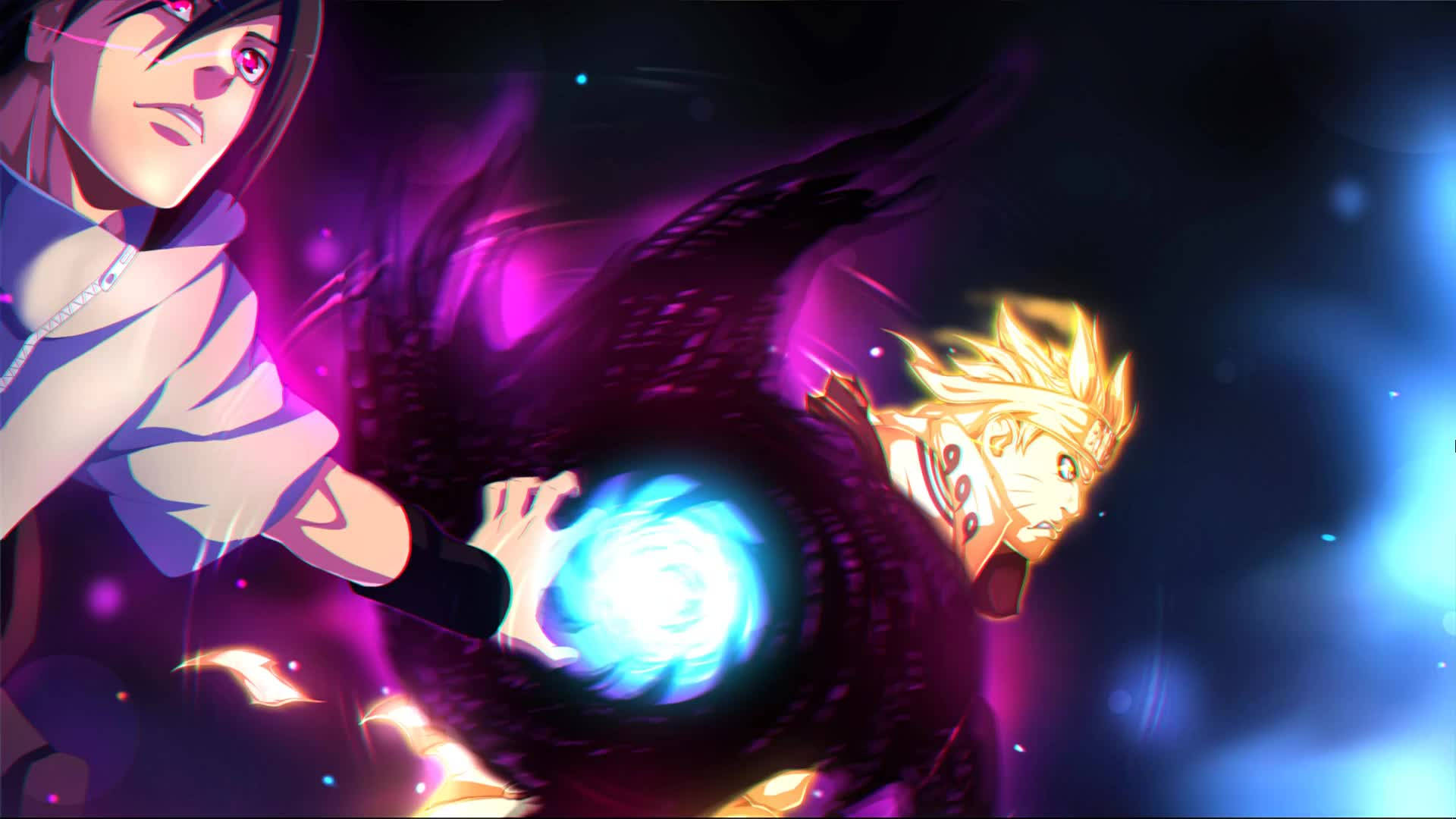 Naruto, Sasuke, chakra spheres, Full HD Desktop Wallpaper