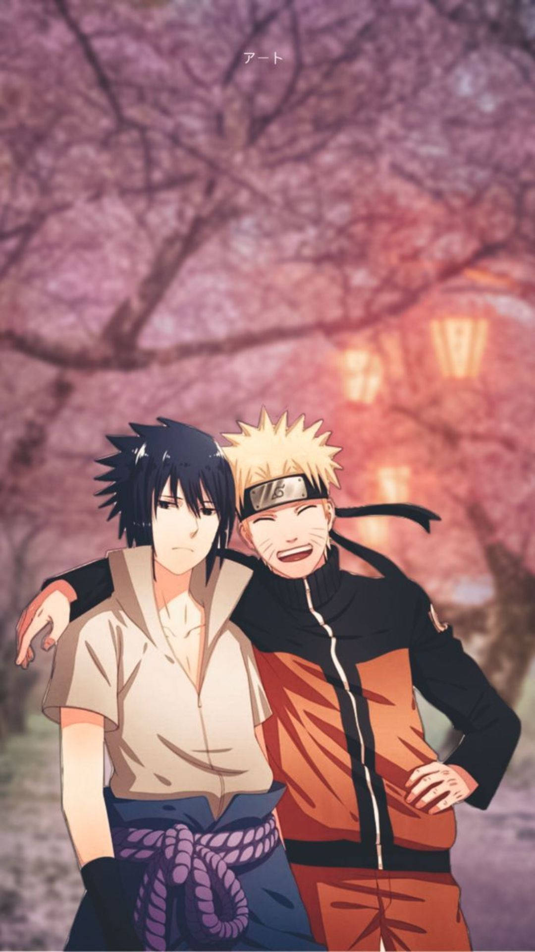 Naruto, Sasuke, cherry blossoms, Full HD Phone Wallpaper
