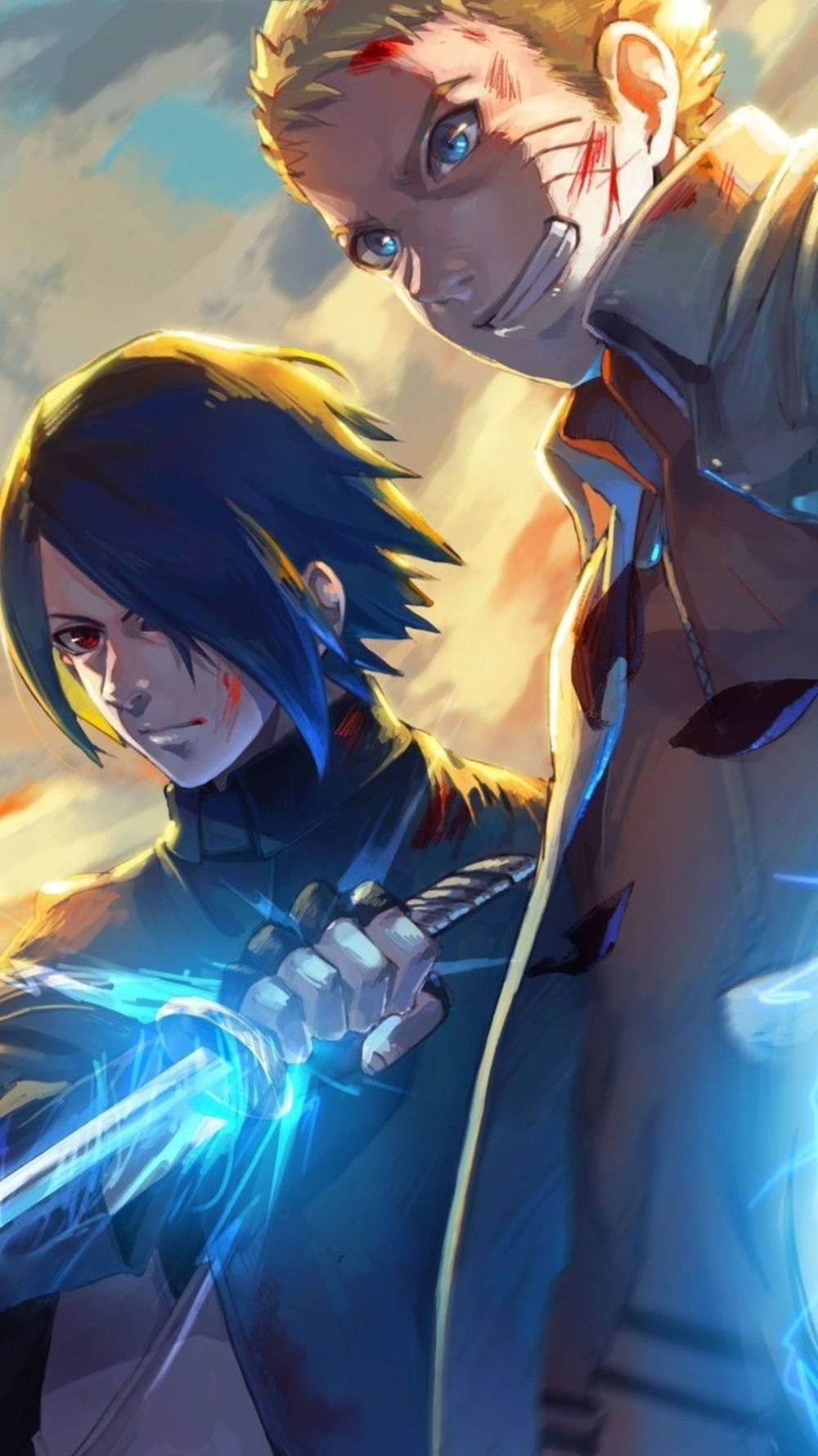 Sasuke, Naruto, golden sky, HD Phone Wallpaper