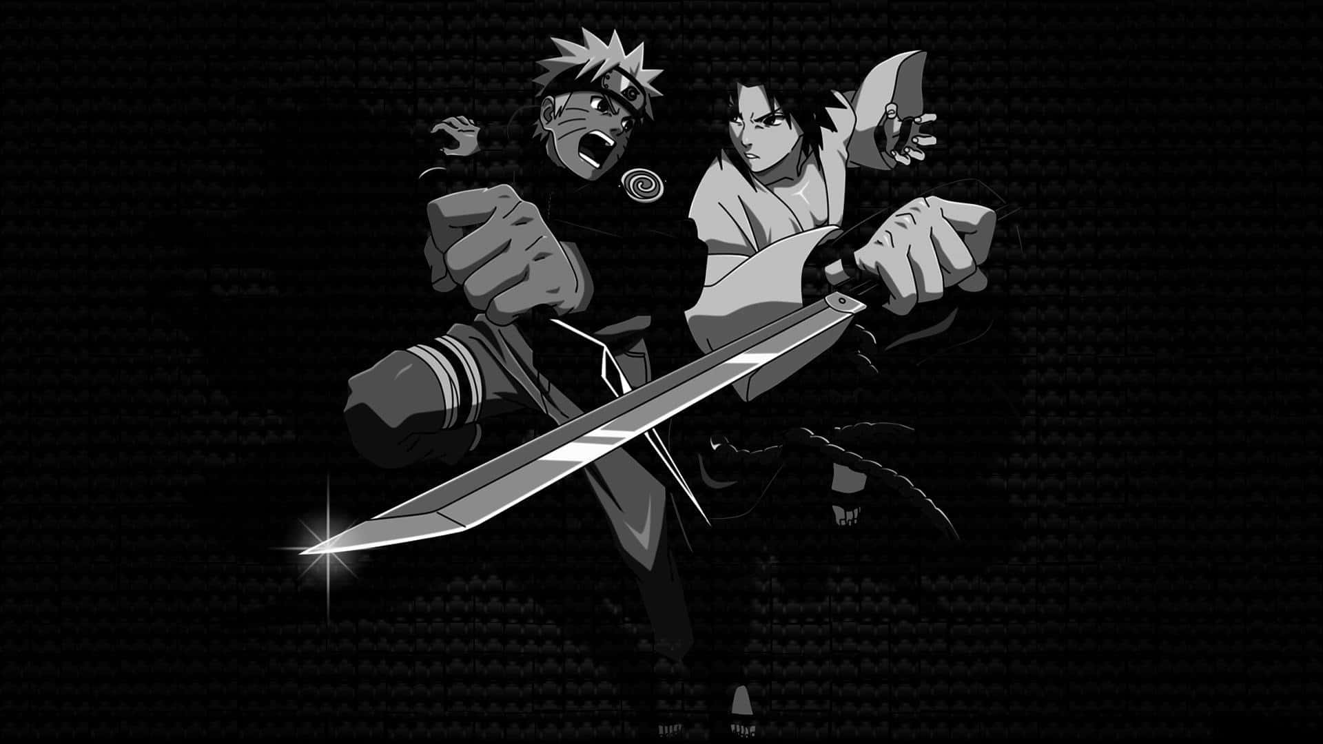 Naruto, Sasuke, black and white, Full HD Desktop Wallpaper