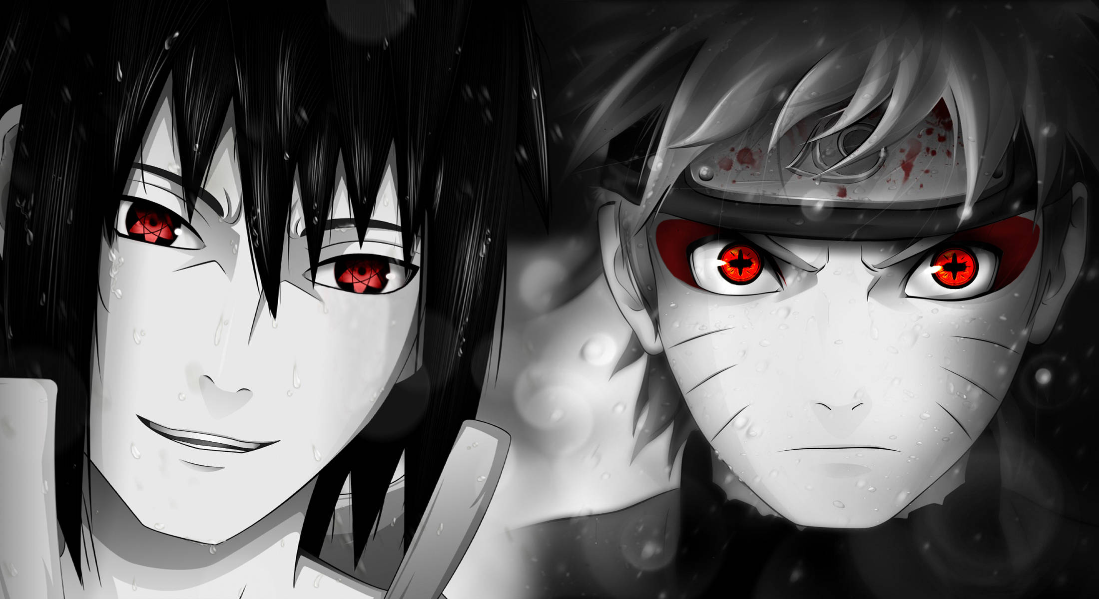 Naruto, Sasuke, glowing red eyes, Full HD Desktop Wallpaper