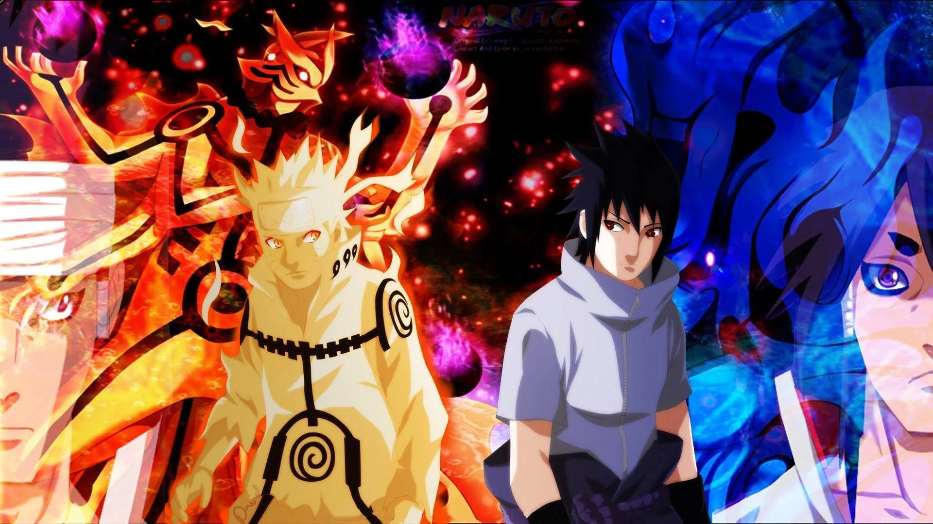 Naruto, Sasuke, golden chakra mode, Full HD Desktop Wallpaper
