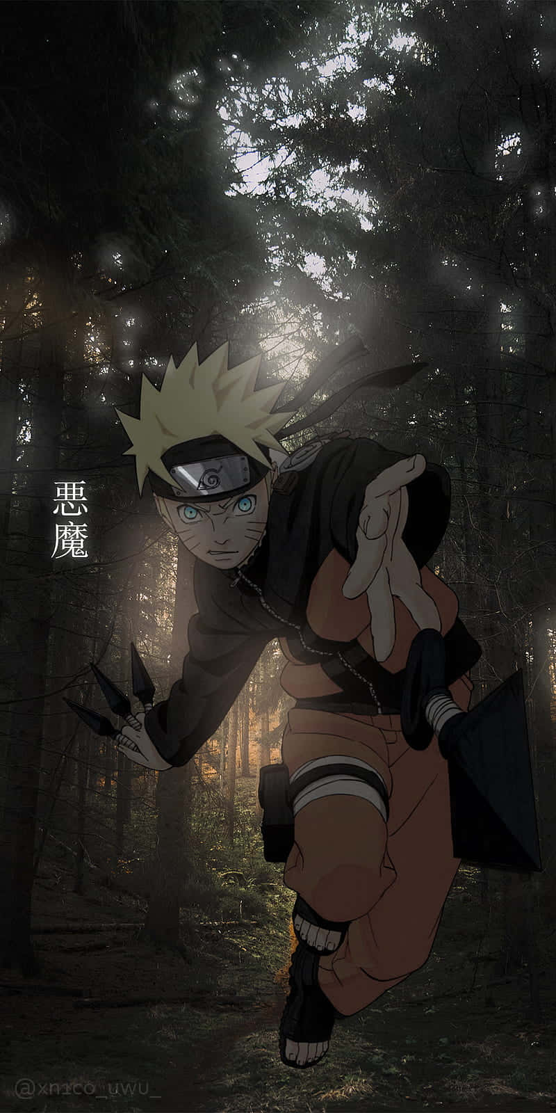 Naruto, kunai, dark forest, HD Phone Wallpaper