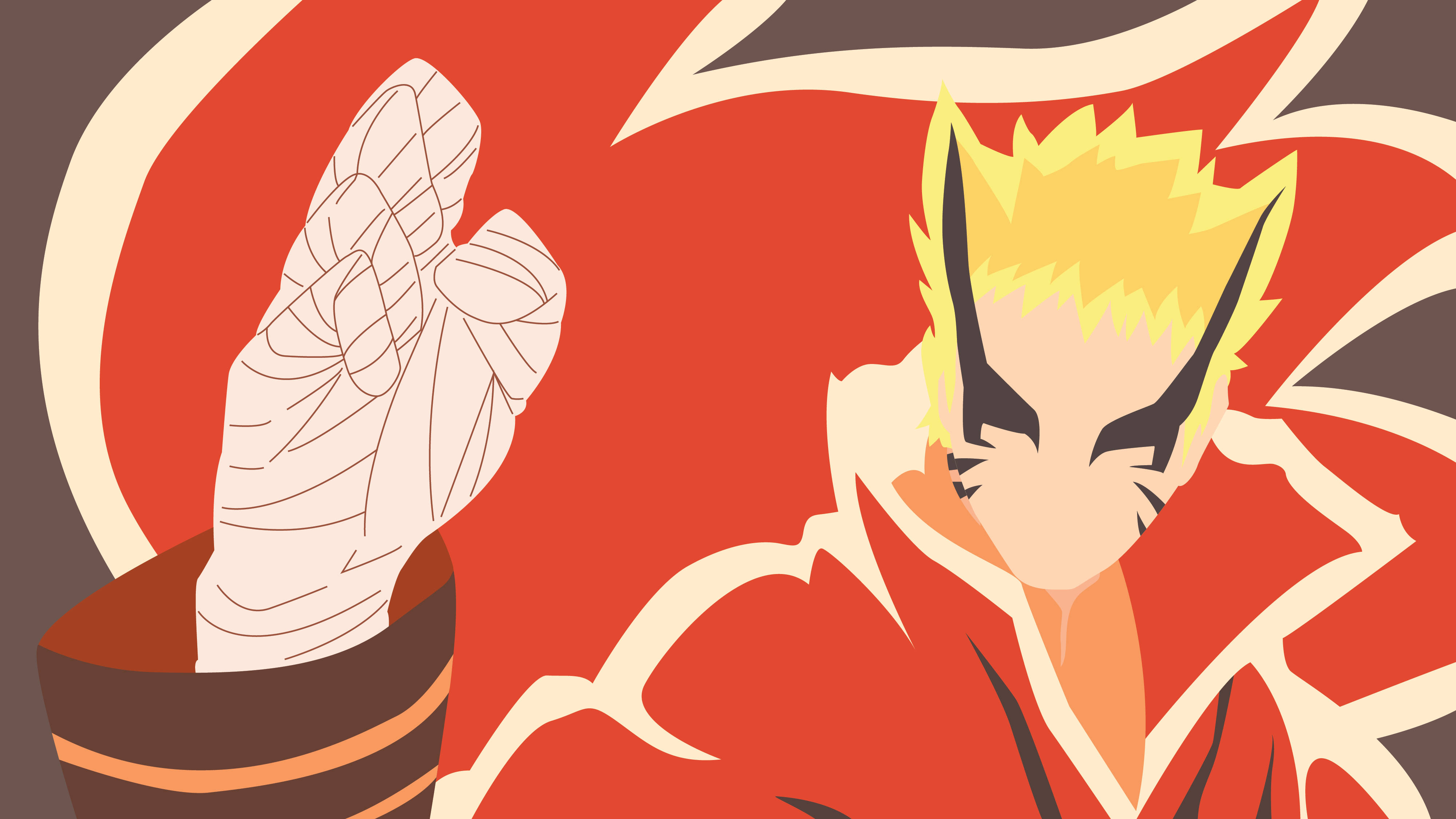 Naruto, Baryon Mode, red and cream, 4K Desktop Wallpaper