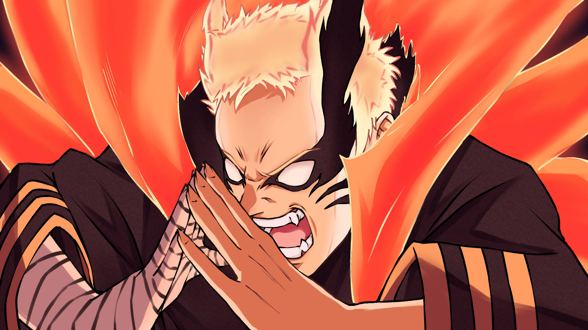 Naruto Baryon Mode, spiky blonde hair, black mask, Full HD Desktop Wallpaper