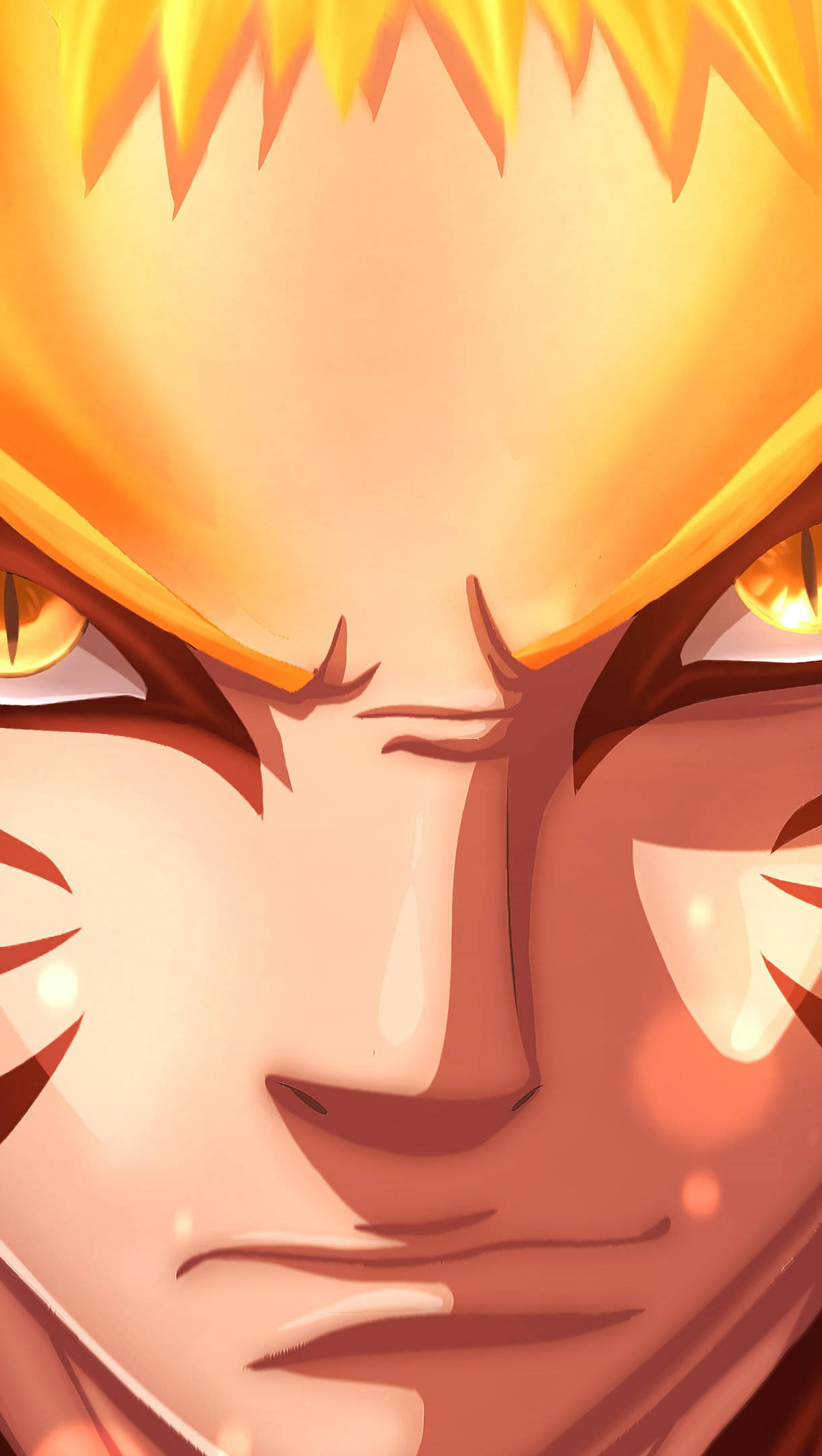 Naruto Baryon Mode, spiky golden hair, glowing amber eyes, Full HD Phone Wallpaper