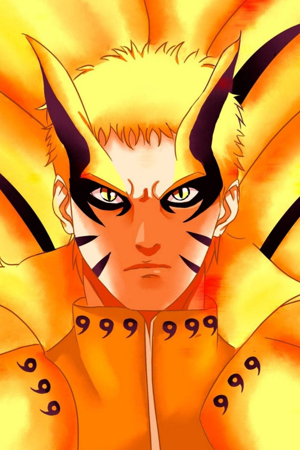 Naruto Baryon Mode, spiky blonde hair, black markings, HD Phone Wallpaper