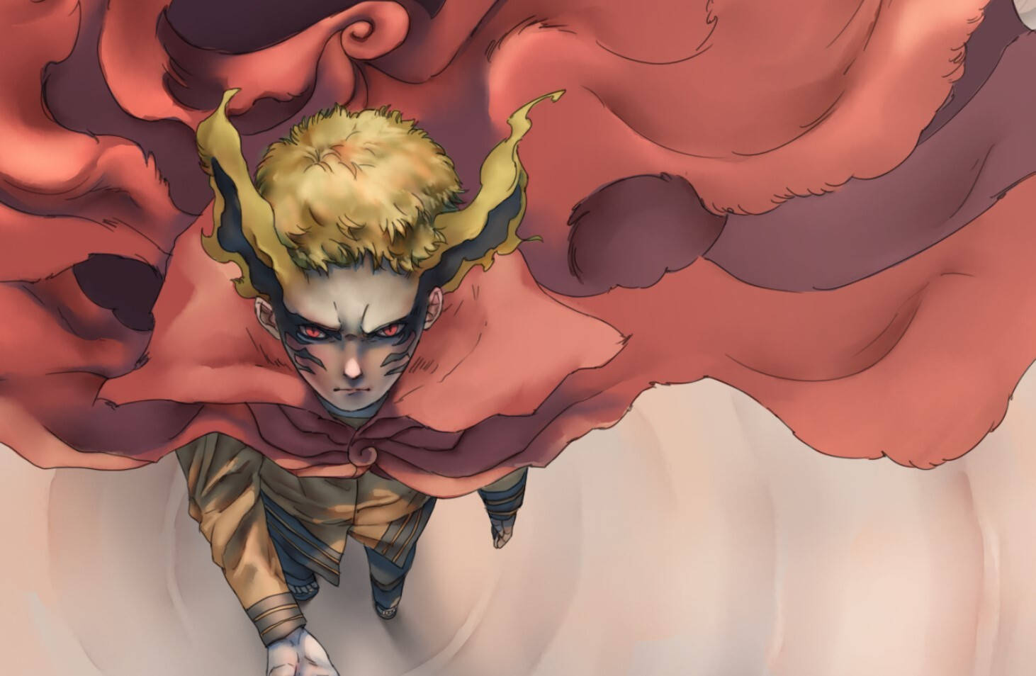 Naruto Baryon Mode, spiky blonde hair, red eyes, HD Desktop Wallpaper