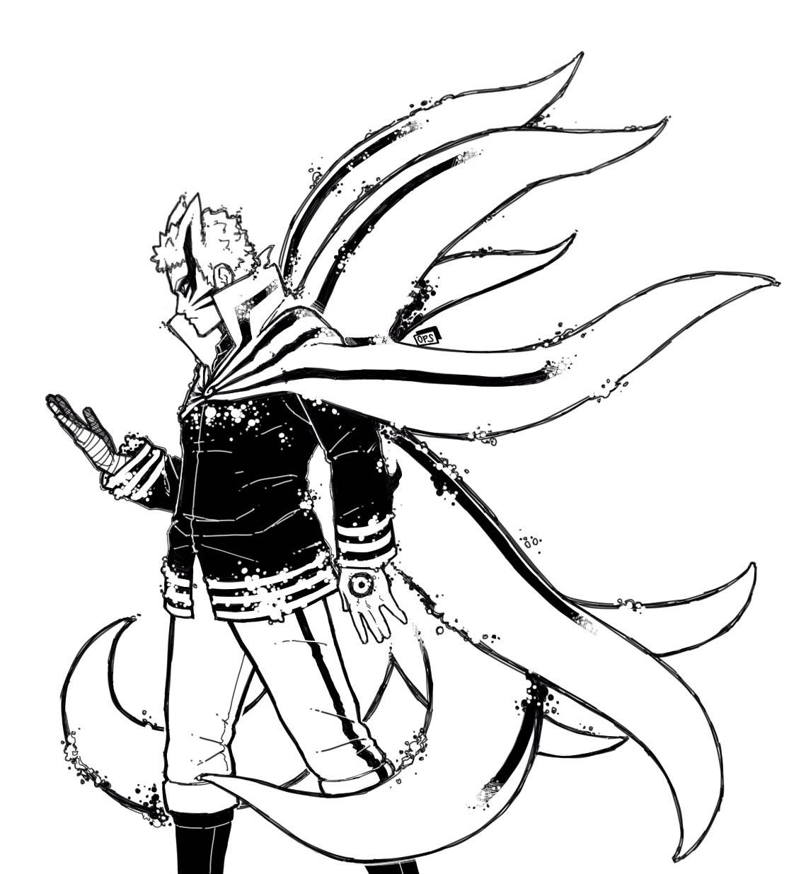 Naruto Baryon Mode, spiky hair, flowing cape, SD Phone Wallpaper