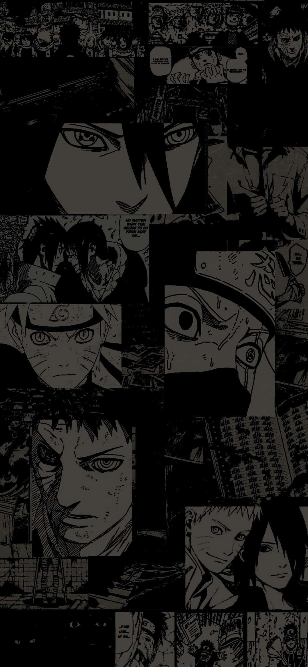 Naruto, characters collage, dark theme, Full HD Phone Wallpaper