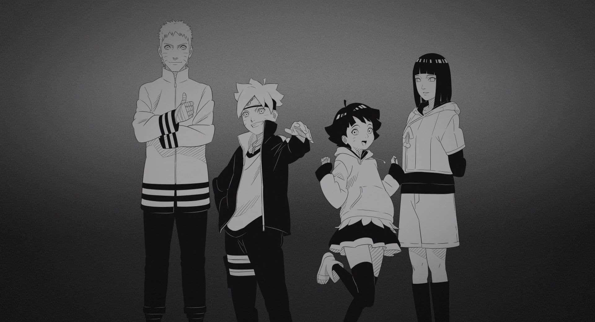 Naruto, black and white, anime characters, Full HD Desktop Wallpaper