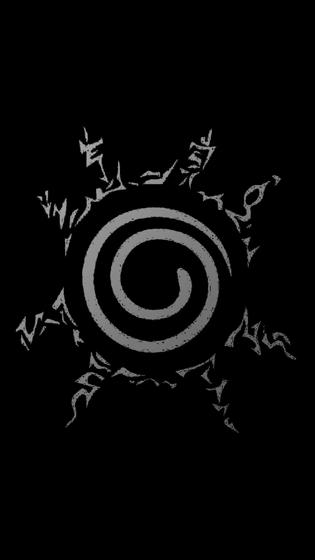 Naruto, black and white, gray spiral emblem, Full HD Phone Wallpaper