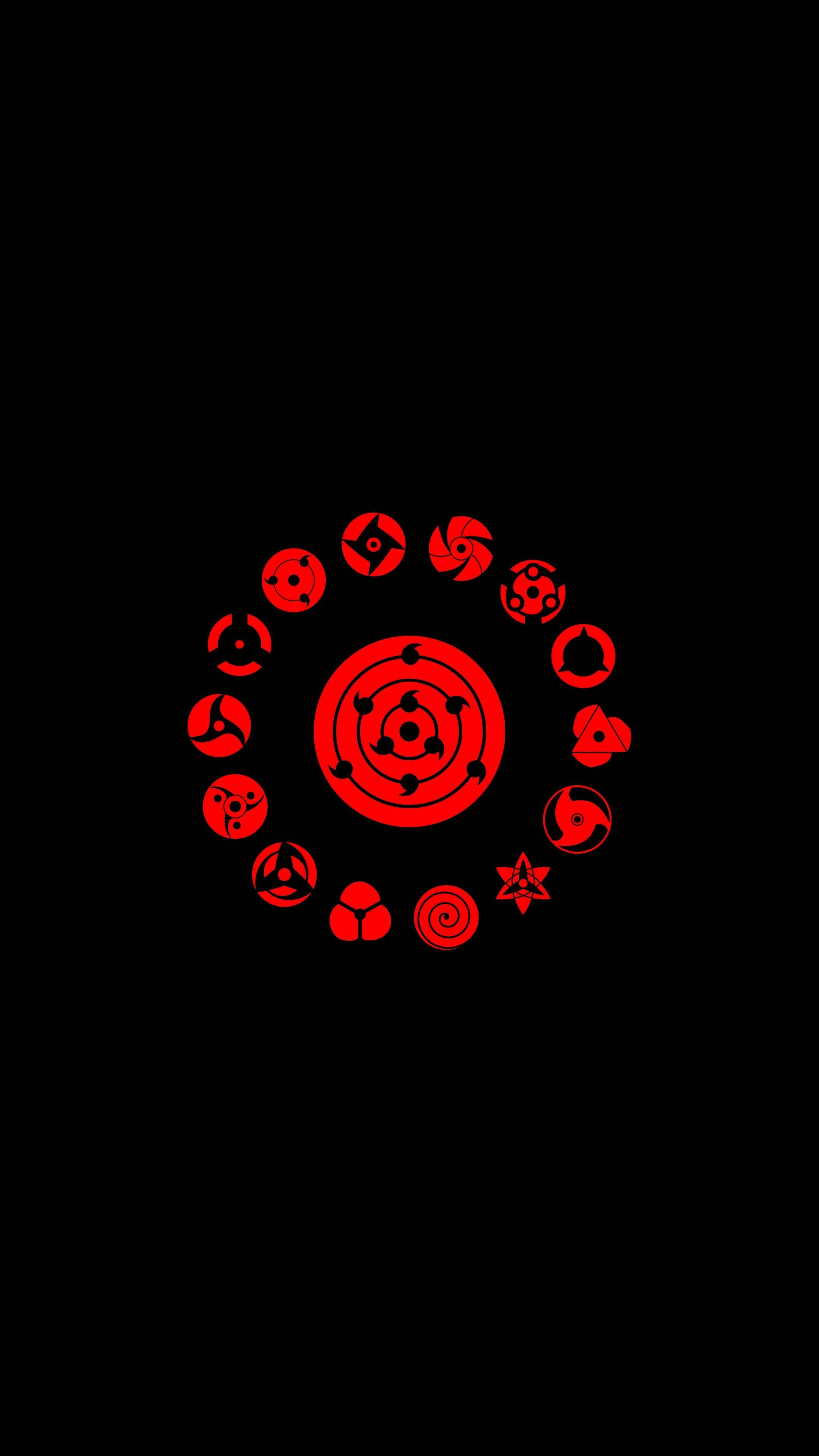 Naruto, symbol, red, 4K Phone Wallpaper