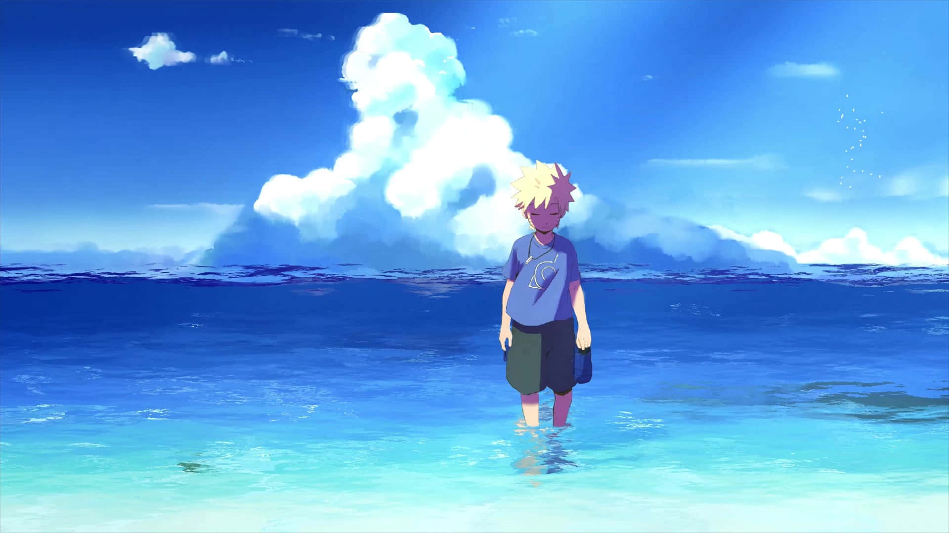 Naruto, blue sky, turquoise ocean water, Full HD Desktop Wallpaper