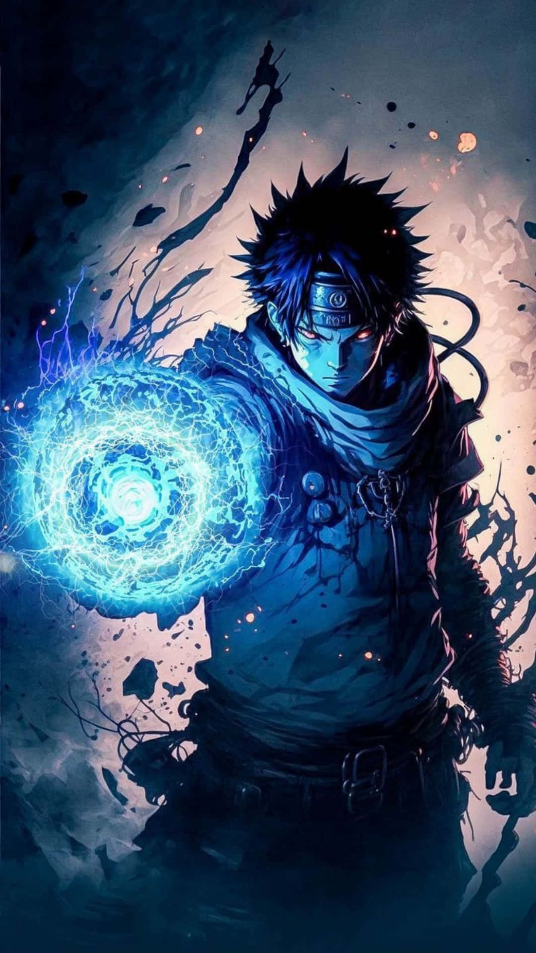 Naruto, blue chakra, spiky-haired anime warrior, Full HD Phone Wallpaper