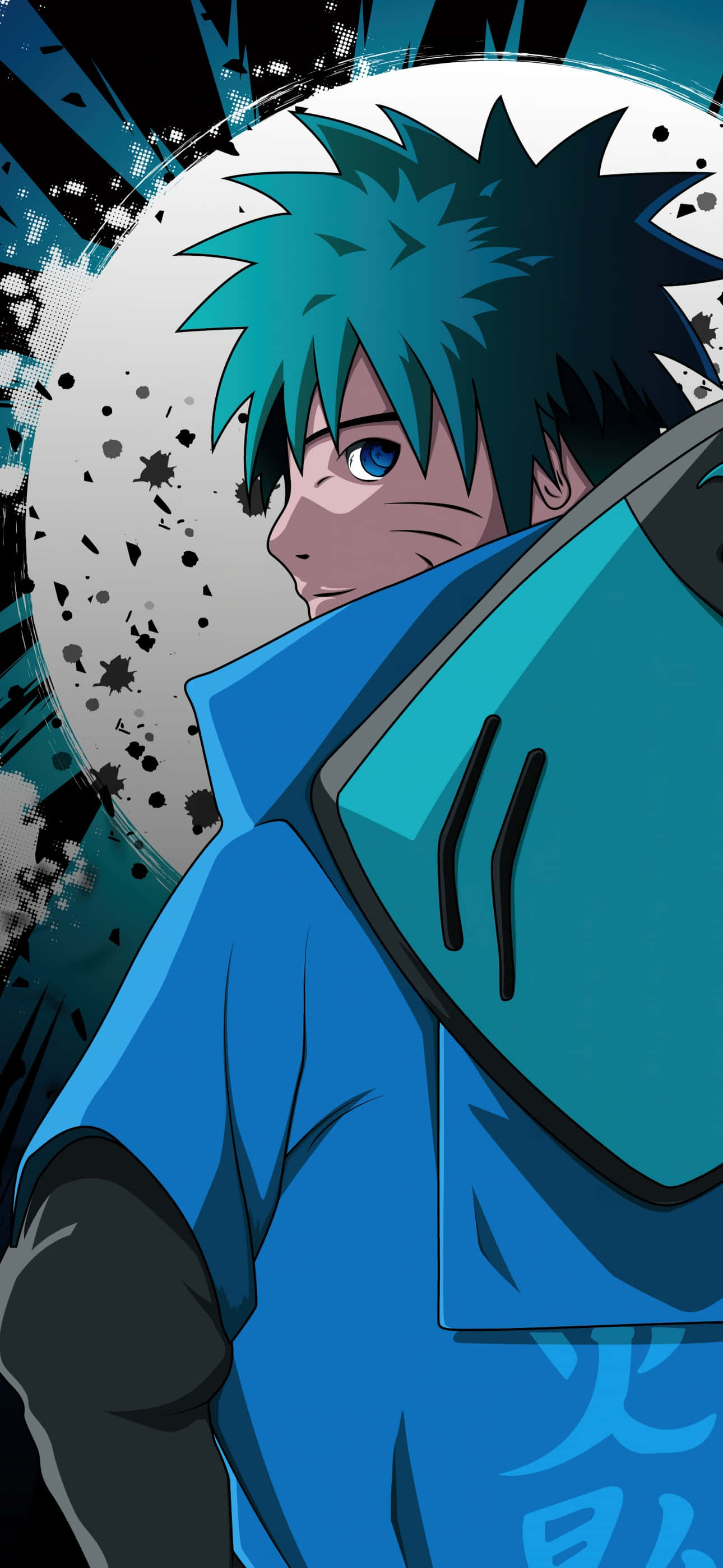 Naruto, blue jacket, spiky teal-haired anime character, 2K Phone Wallpaper