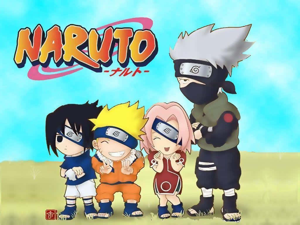 Naruto Chibi, chibi anime characters, grass, SD Desktop Wallpaper