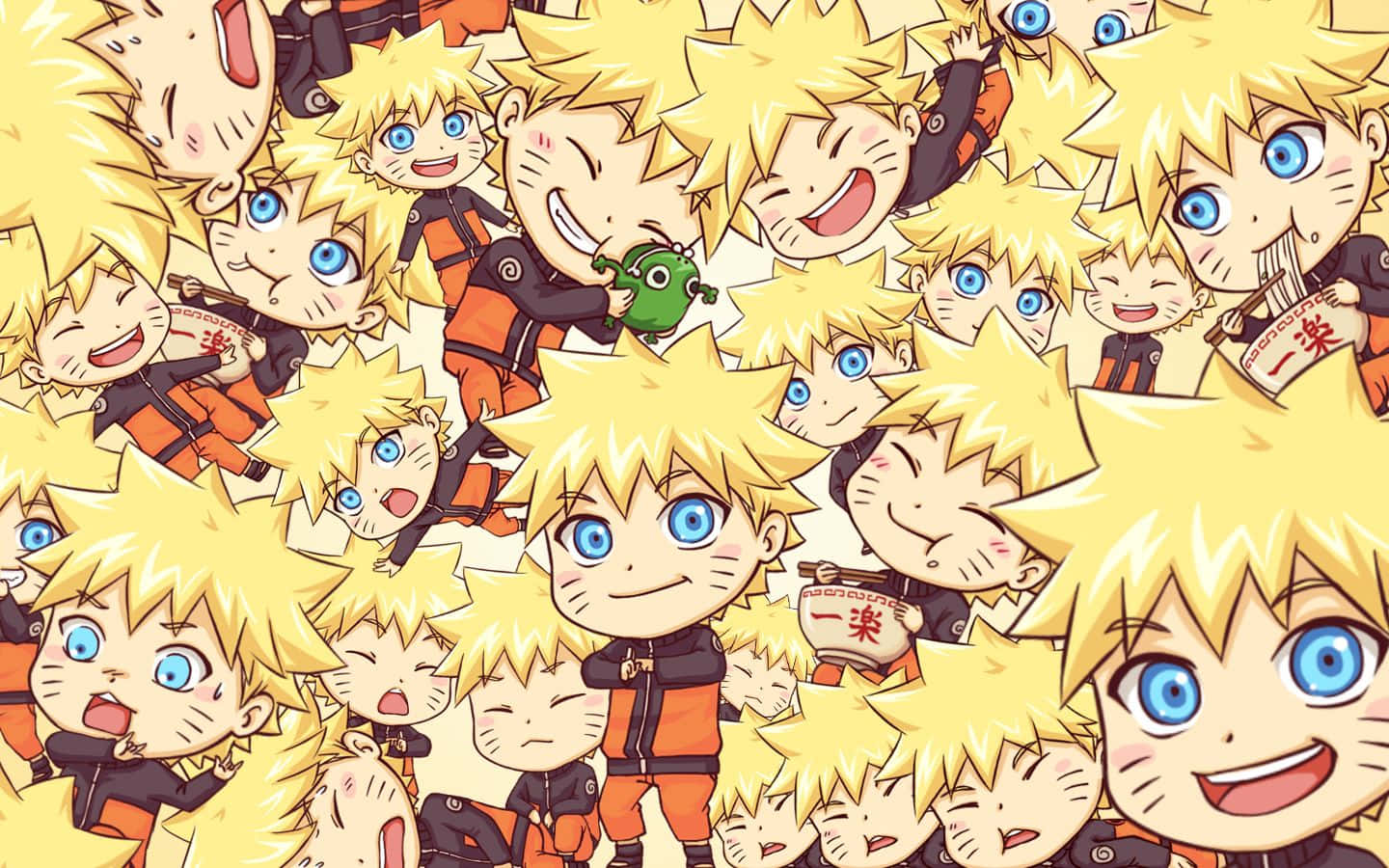 Naruto, chibi, orange and black outfits, HD Desktop Wallpaper