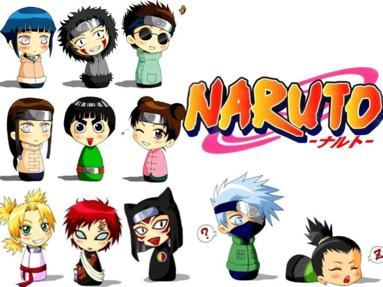 Naruto, chibi-style, Naruto logo, SD Desktop Wallpaper