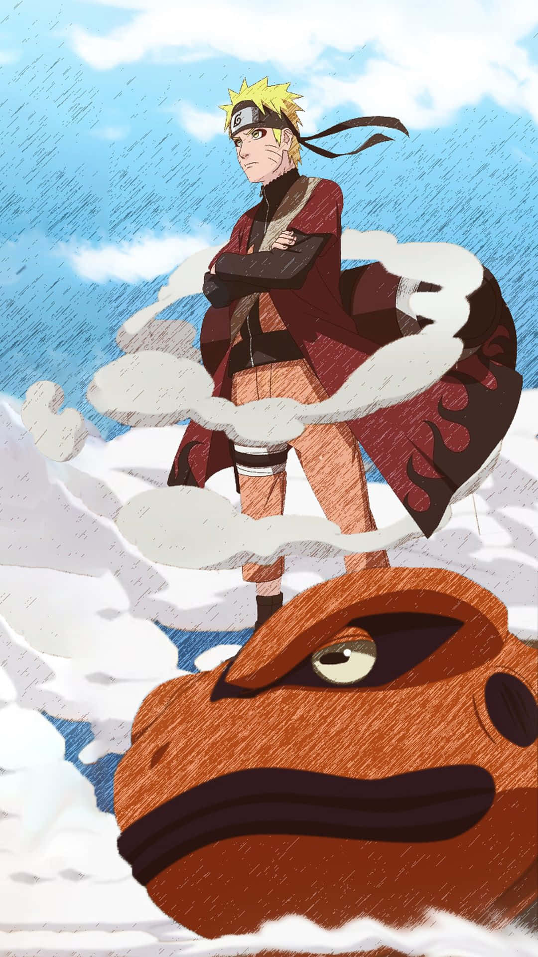 Naruto, giant toad, snowy landscape, Full HD Phone Wallpaper