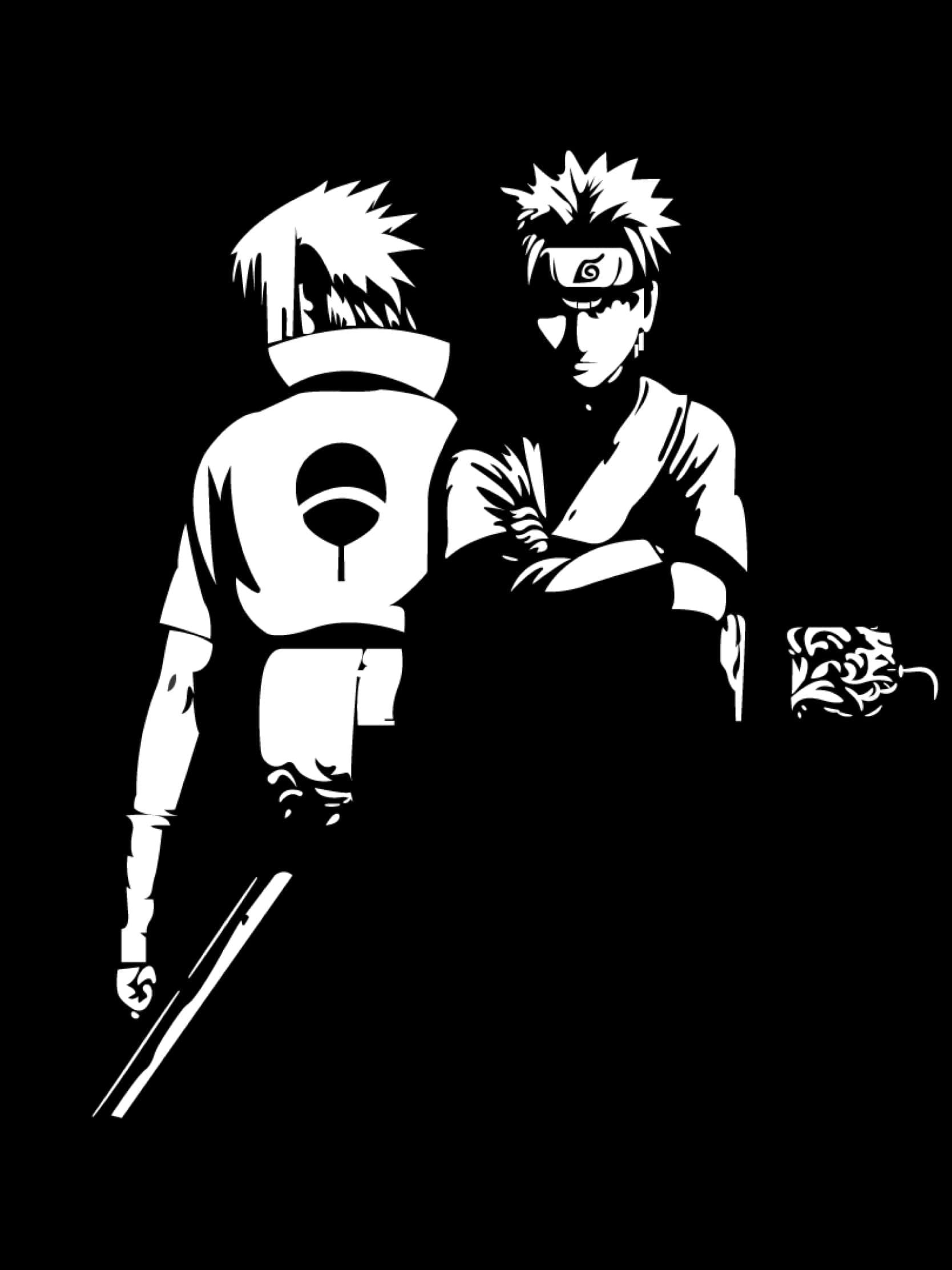 Naruto, silhouette, white silhouette, Full HD Phone Wallpaper