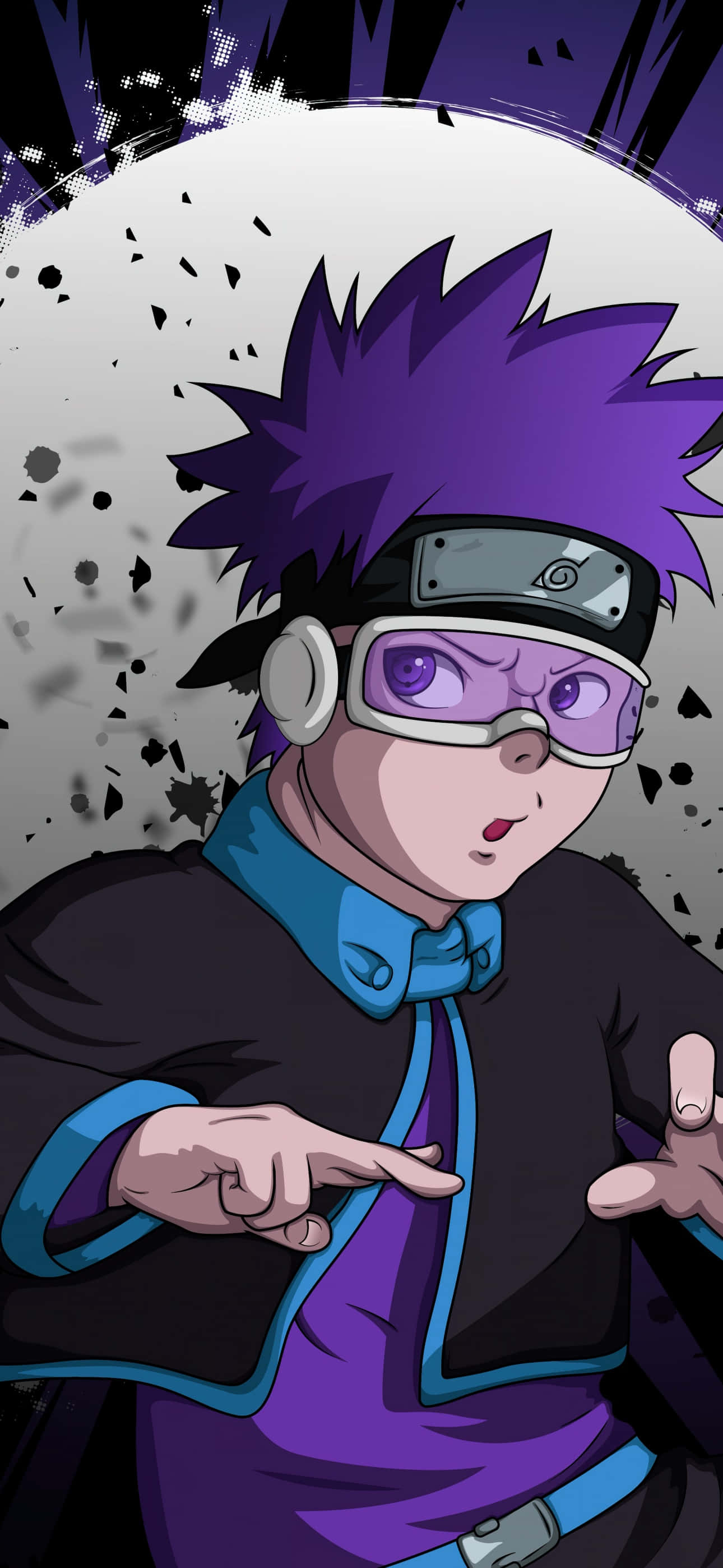 Naruto Character, purple hair, black and blue jacket, 2K Phone Wallpaper