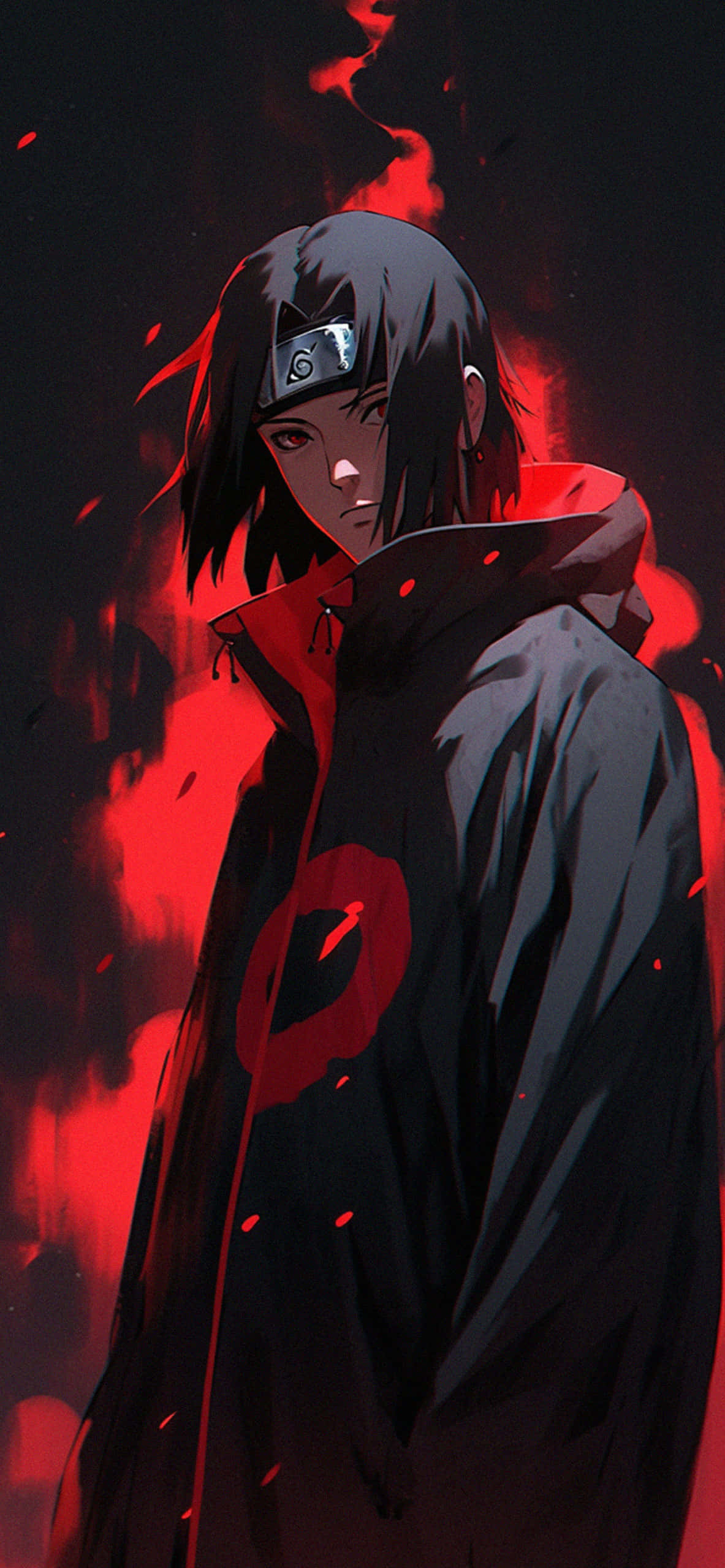 Naruto, red aura, dark background, 2K Phone Wallpaper