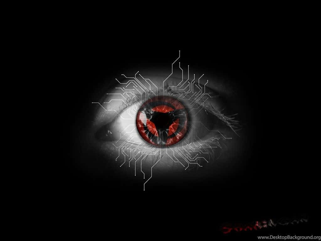 Naruto Eyes, glowing red iris, white circuitry patterns, SD Desktop Wallpaper
