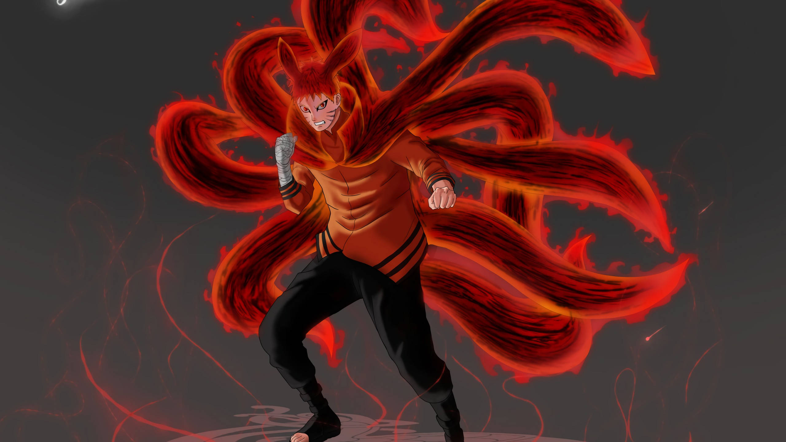 Naruto Final Form, nine-tailed fox, orange cloak, 2K Desktop Wallpaper