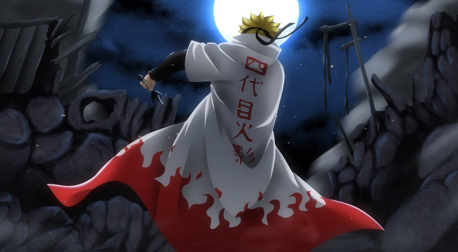 Naruto Final Form, white cloak, red flame patterns, Full HD Desktop Wallpaper