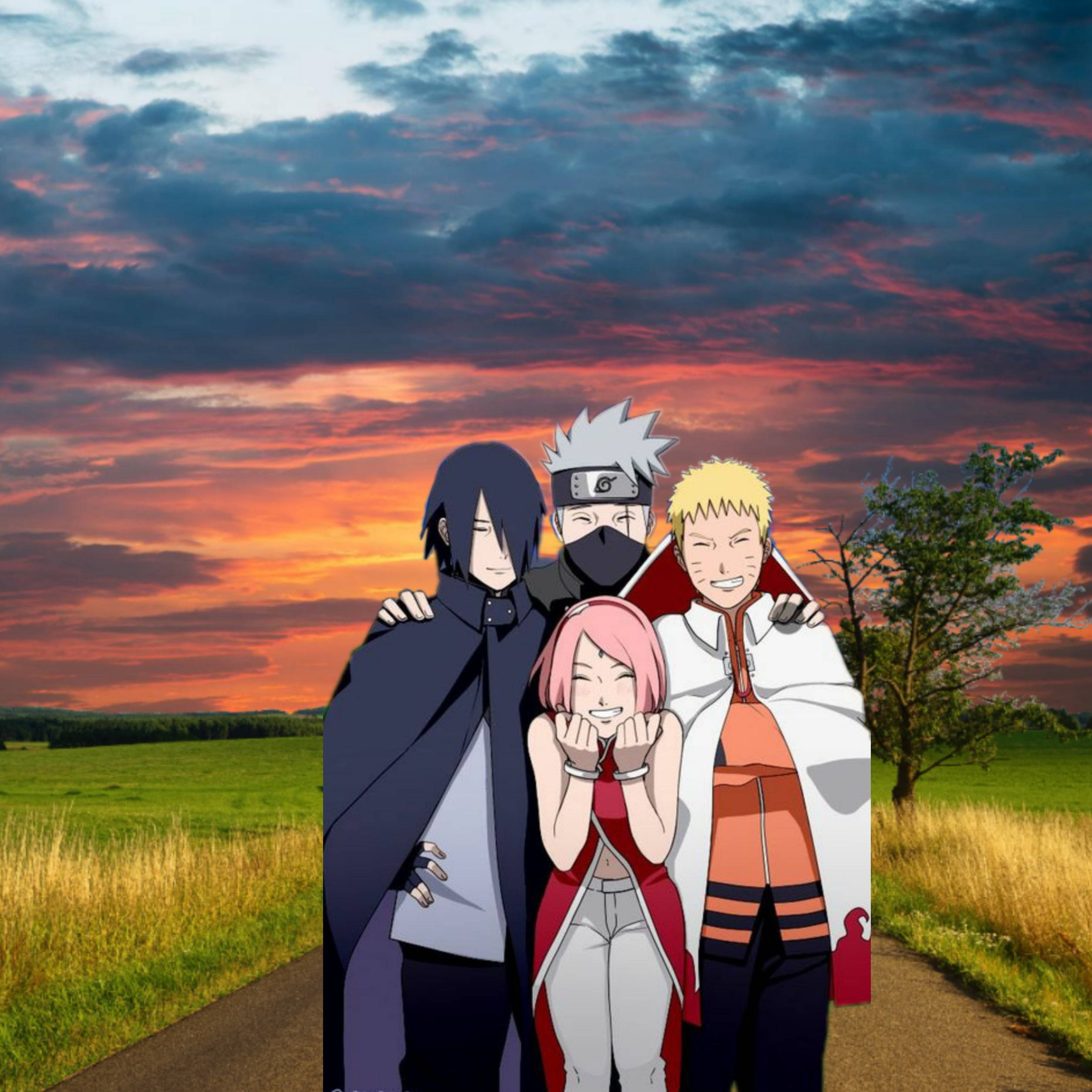 Team 7, Naruto, sunset, Full HD Desktop Wallpaper