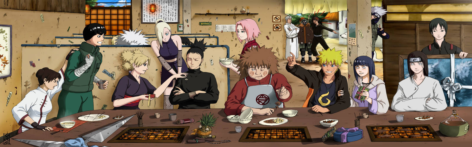 Naruto Girls, izakaya, ramen shop, HD Desktop Wallpaper