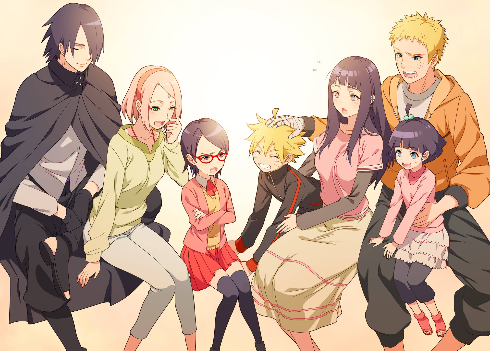 Naruto Girls, anime family group, seven members, Full HD Desktop Wallpaper