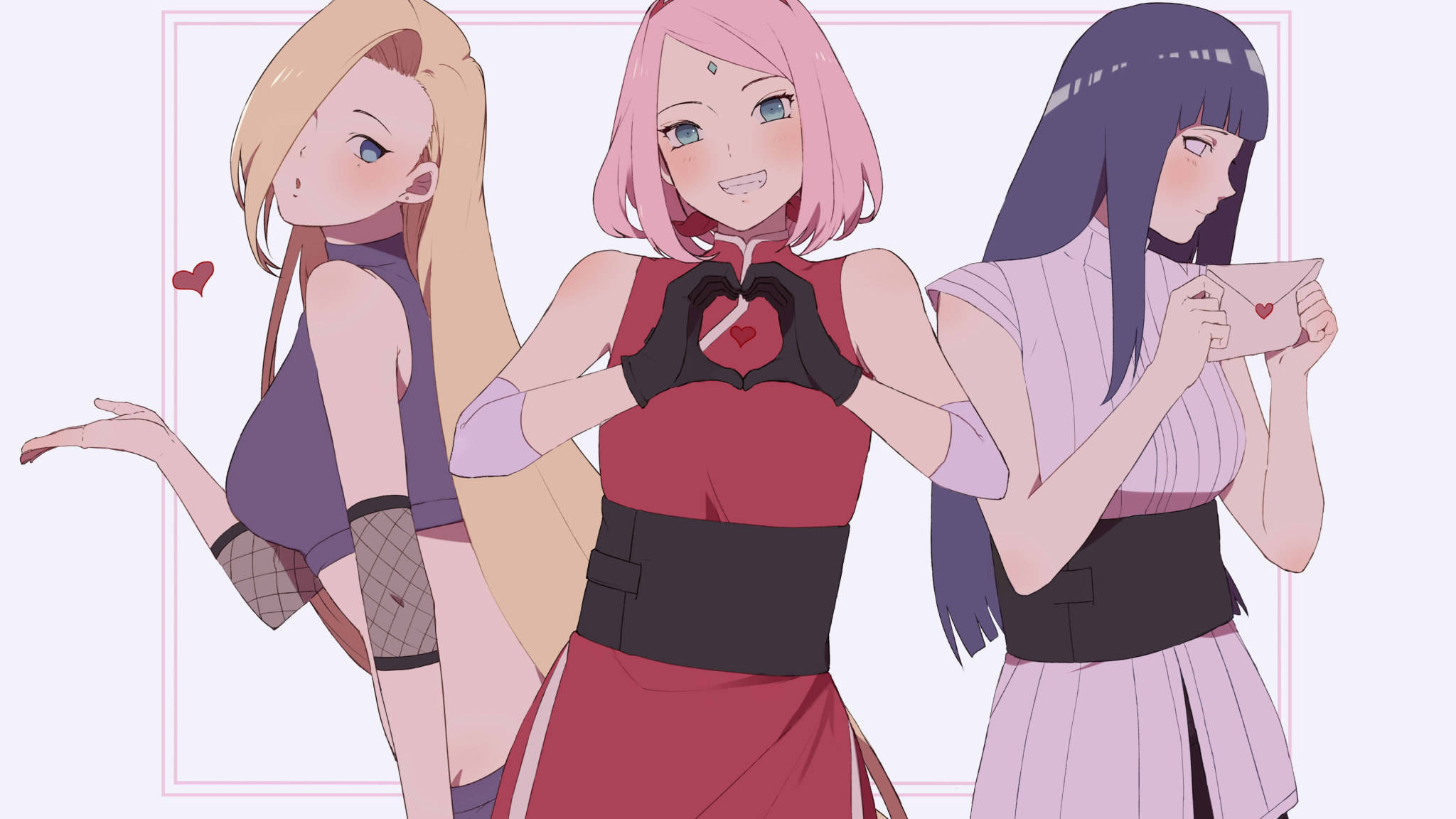 Valentine's Day, Naruto Girls, anime girls, Full HD Desktop Wallpaper