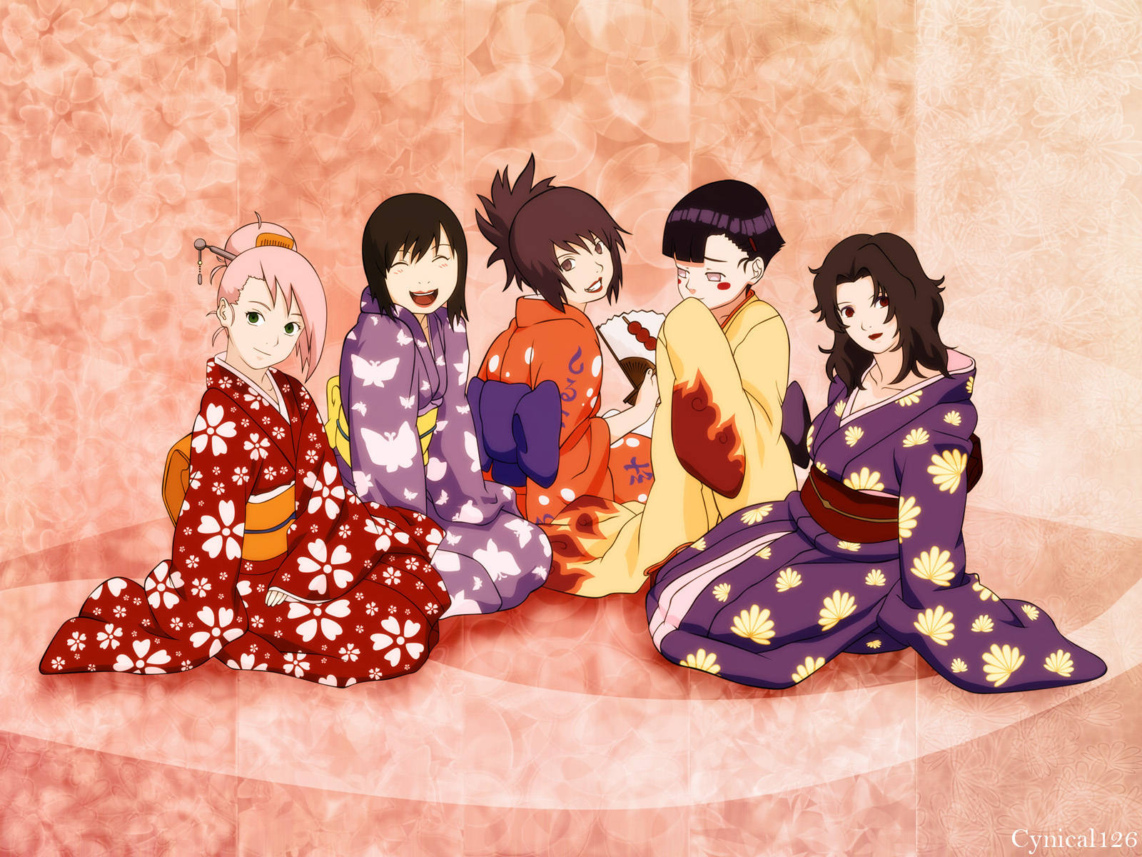 Naruto Girls, kimonos, colorful kimonos, HD Desktop Wallpaper