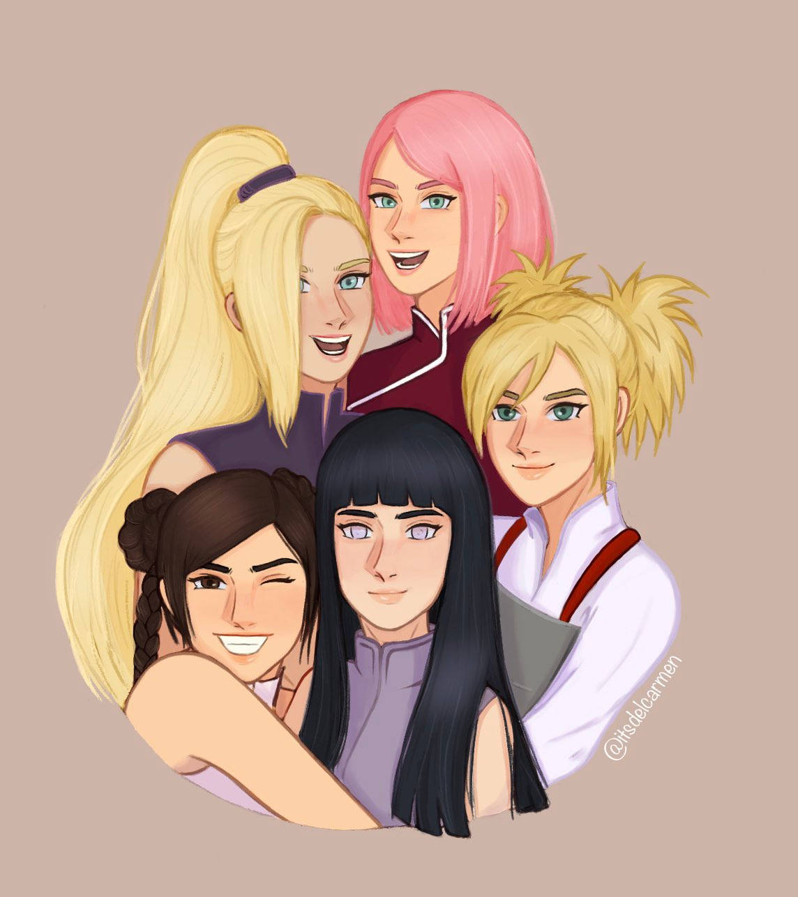 Naruto Girls, anime girls, varied hair colors and styles, HD Phone Wallpaper